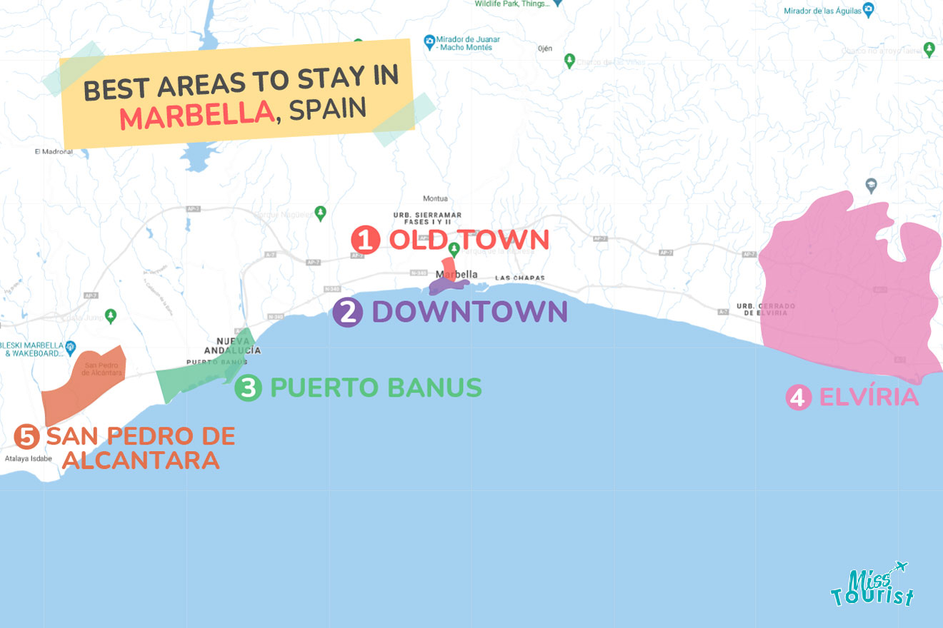Map of best places to stay Marbella